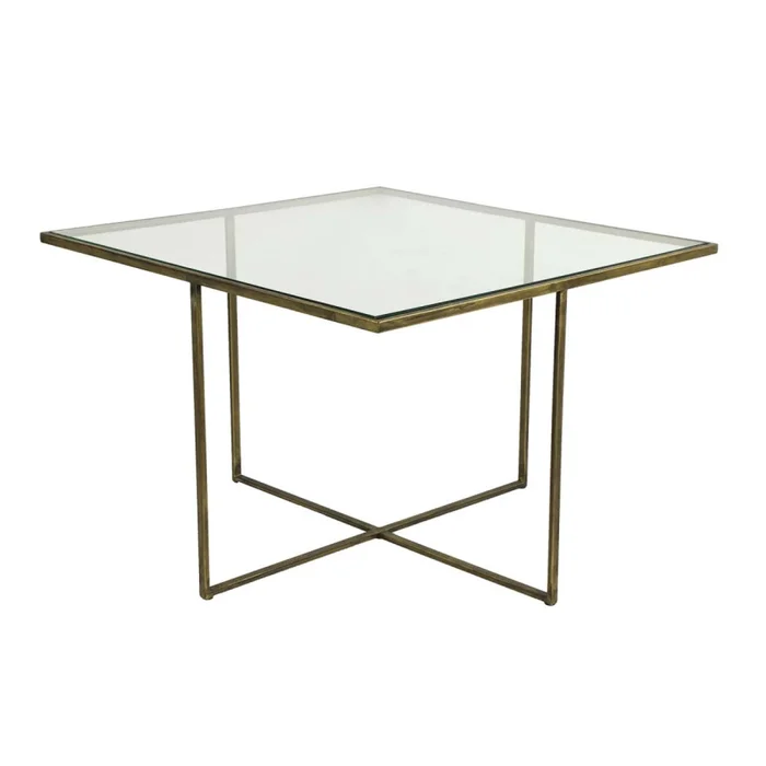Mesa Auxiliar Vidrio Gris Strasburg 779206 Bronce en Dorado - Mesas de living, Uruguay | Divino, vista 2
