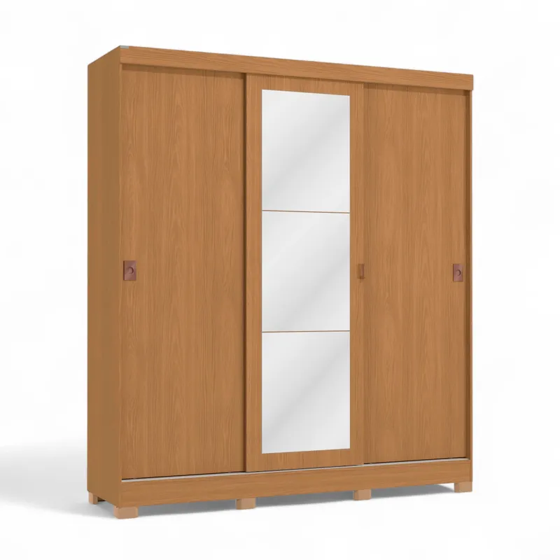 Ropero 3 Puertas Corredizas 180CM - Turin en Madera natural - Roperos y placares, Uruguay | Balton