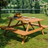 Mesa + 2 bancos de Eucalipto - Pic-Nic en Marrón - Muebles para el exterior, Uruguay | Rústico Hogar, vista 2 de 5