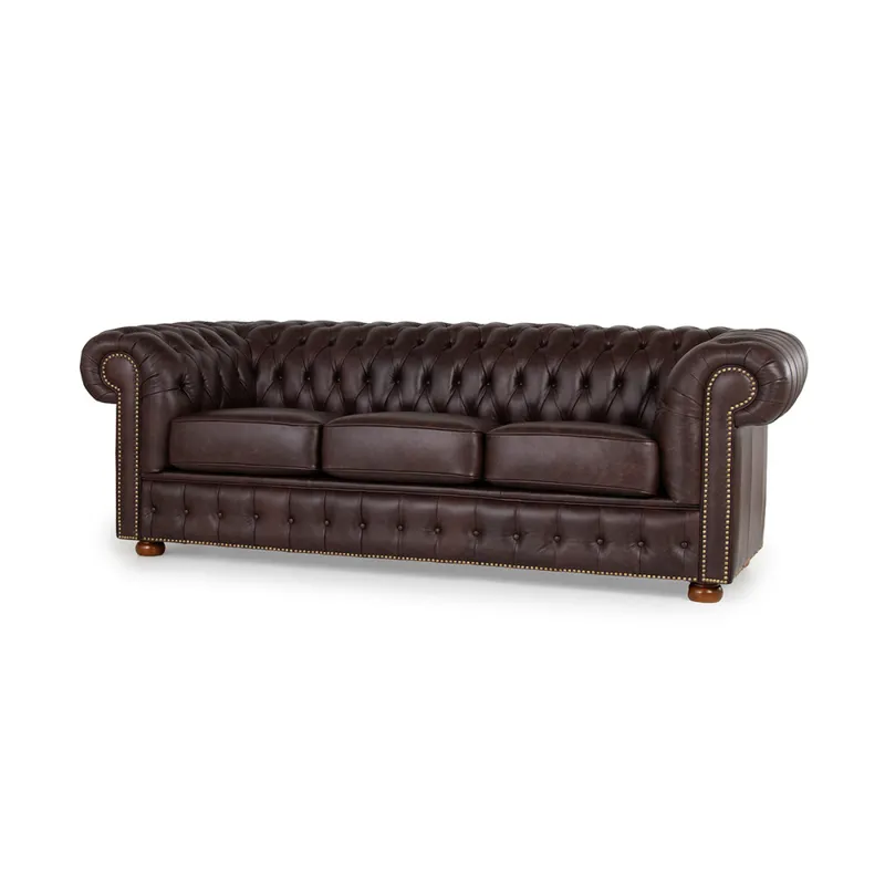 Sofá Chesterfield Novo - Cuero Advanced - 3 cuerpos - Havana en Beige - Sillones y sofás, Uruguay | NYR