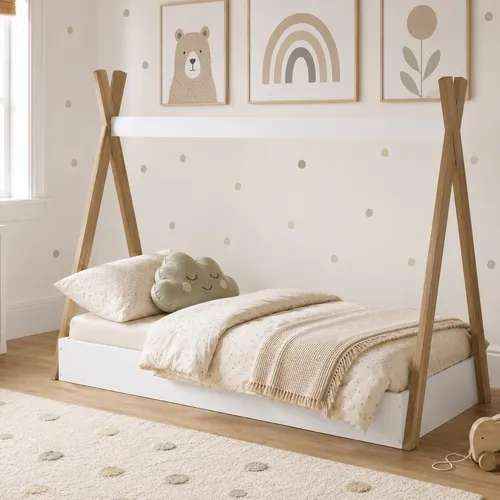 Cama Bosque Montessori 1 plaza Blanca - Dormitorio, Uruguay | RM Muebles y Deco