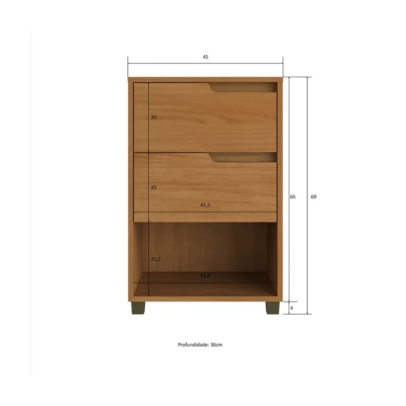 Mesa De Luz 2 Cajones 1 Espacio Dormitorio 100% Mdf en Marrón - Mesas de luz, Uruguay | Soy Hogar, vista 3