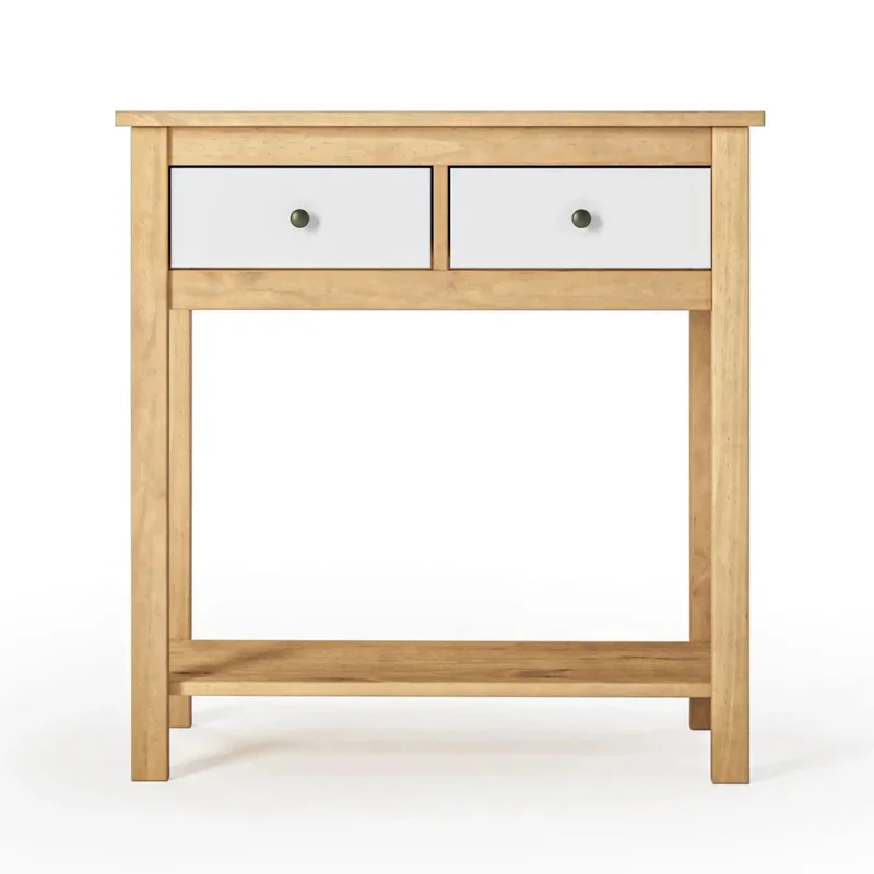 Mesa De Arrime Aparador 2 Cajónes - Línea Maden - Blanco en Blanco - Mesas de arrimo, Uruguay | Ecowood, vista 4