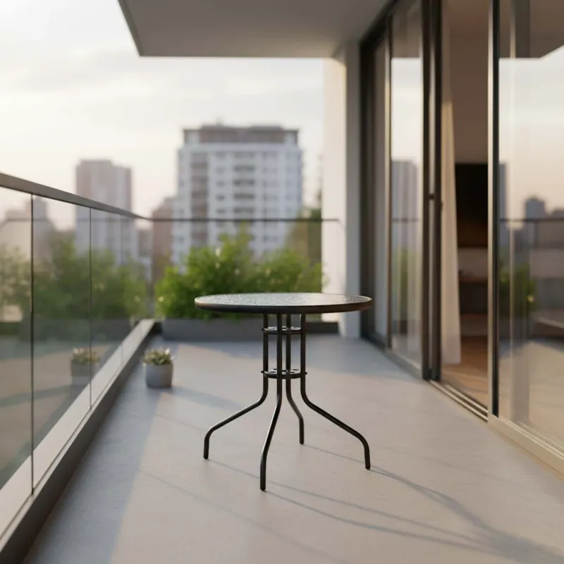 Mesa De Exterior Acero-y-vidrio Negro Minhla en Negro - Muebles para el exterior, Uruguay | Divino