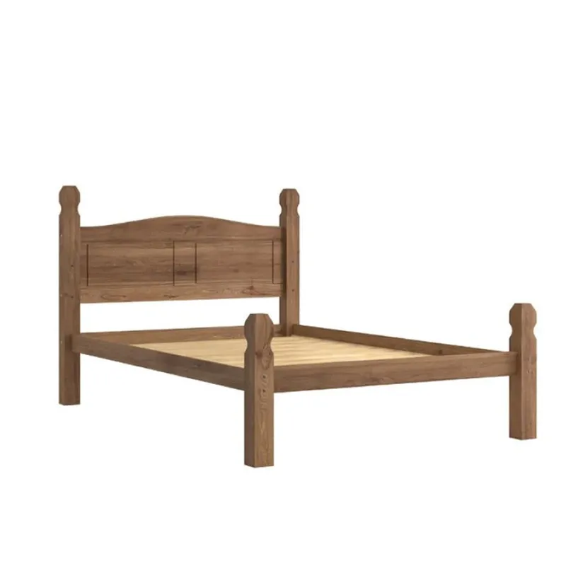 Cama 2 Plazas - Madera maciza - Línea Monterrey - Nogal en Marrón - Dormitorio, Uruguay | Ecowood