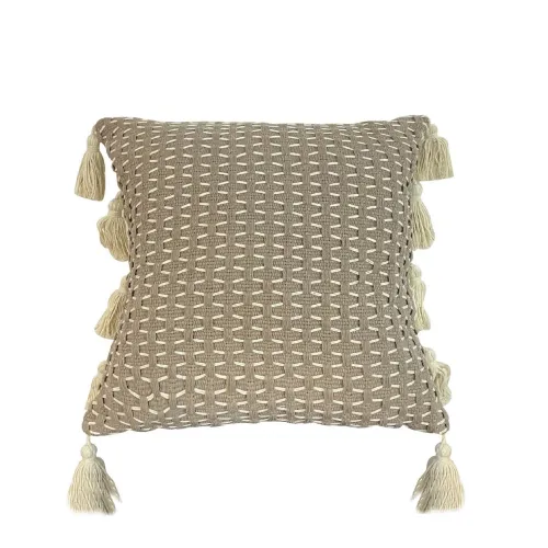 ALMOHADON TEJIDO C/BORLAS 45x45CM GRIS en Gris - Textiles, Uruguay | Koz