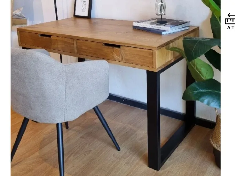 Escritorio IRON 2 Cajones 1.20m en Madera natural - Escritorios y sillas de escritorio, Uruguay | Finkel