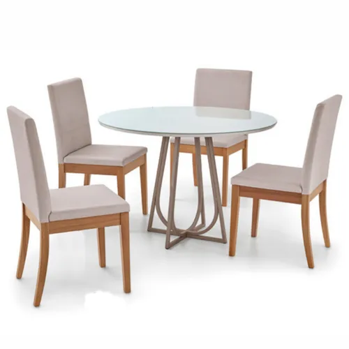 MESA COMEDOR REDONDA - TAPA TIZA - BASE TIZA en Blanco - Mesas de comedor, Uruguay | Champagne Home