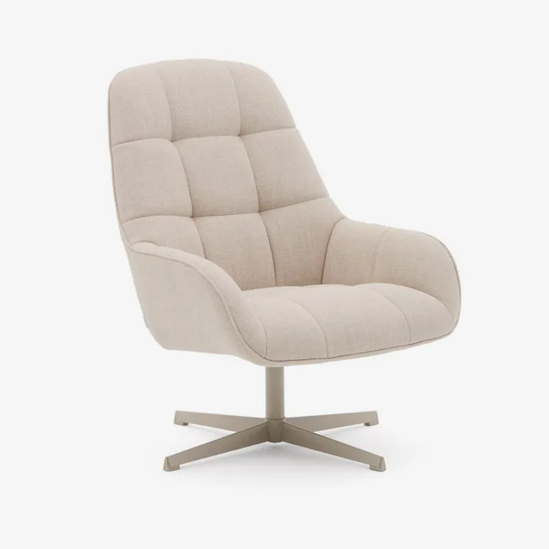 Butaca giratoria Jaspe beige y metal con - marrón claro y metal con acabado gris FSC 100% en Beige - Butacas, banquetas y puffs, Uruguay | Kavehome
