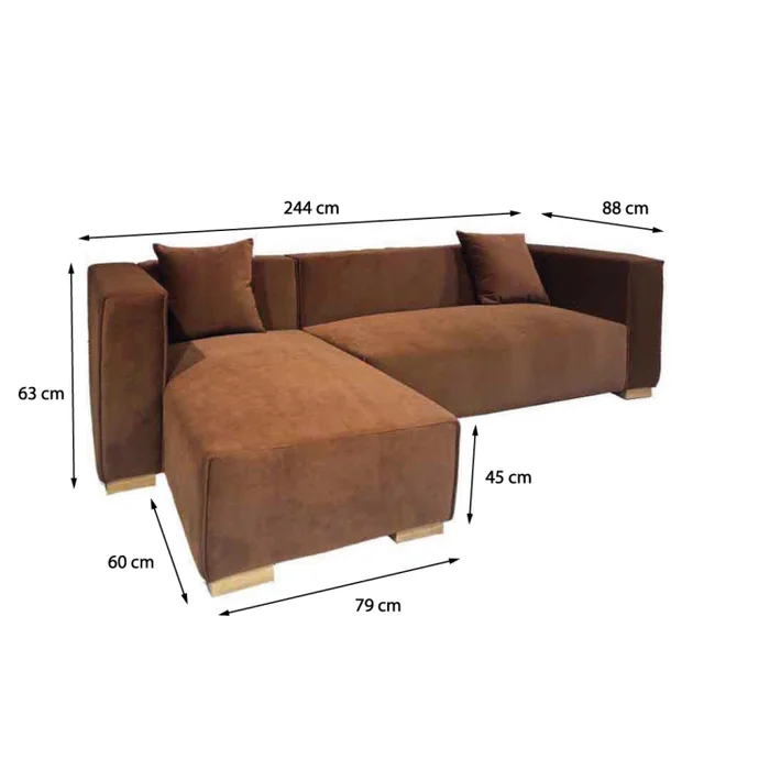 Sofá Nashville - Terracota - Chaise derecho en Marrón - Sillones y sofás, Uruguay | Walnut, vista 4