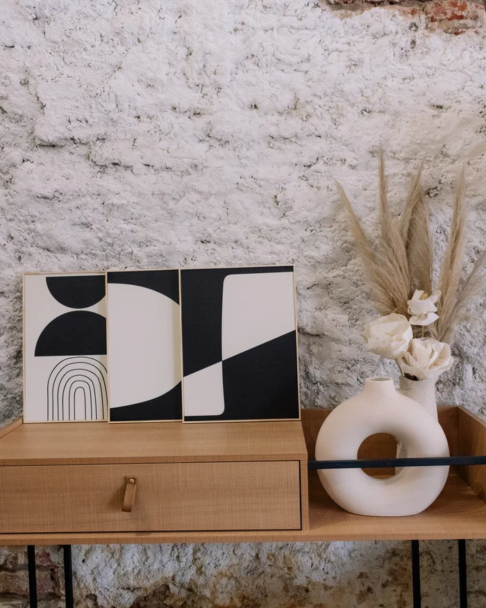 Kit 3 Cuadros - Abstracto Negro - 30 × 40 - Decoración de pared, Uruguay | Berna home, vista 2