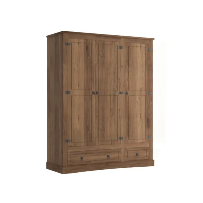 Ropero 3 Puertas - Madera Maciza - Línea Monterrey - Nogal en Marrón - Roperos y placares, Uruguay | Ecowood