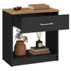 Mesa de Luz Italia - 1 Cajón y Nicho - MDP y ABS - 55cm Alto - Negro / Miel en Multicolor - Respaldos de cama, Uruguay | Mulata, vista 5 de 6