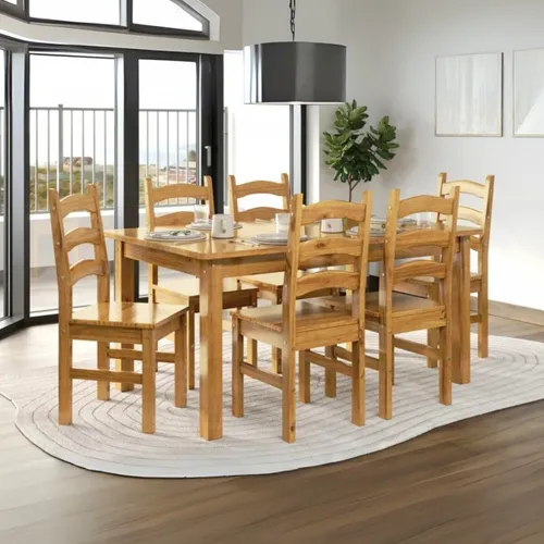 Juego de comedor - 6 sillas 160 cm - Italia en Madera natural - Mesas de comedor, Uruguay | Rústico Hogar