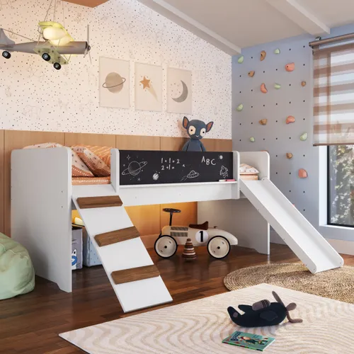 Cama Infantil con Tobogán con Pizarrón - Dormitorio, Uruguay | RM Muebles y Deco