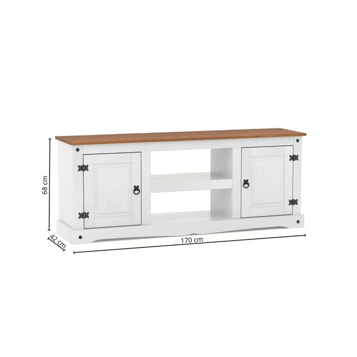 Rack 2 Puertas Línea Naturale 170 cm - Blanco/Roble en Multicolor - Muebles para TV, Uruguay | La Cueva Muebles, vista 4