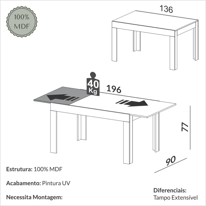 Mesa Extensible Austin en Madera natural - Mesas de comedor, Uruguay | Casa Brava, vista 3