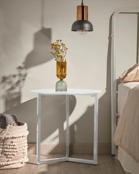 Mesa auxiliar Raeam Ø 50 cm - blanco en Negro - Mesas de arrimo, Uruguay | Kavehome, vista 2