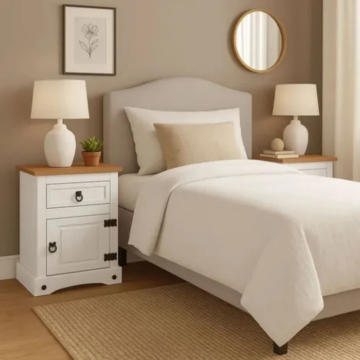 Promo 2 Mesa De Luz Linea Naturale - BLANCO en Blanco - Mesas de luz, Uruguay | La Cueva Muebles, vista 7