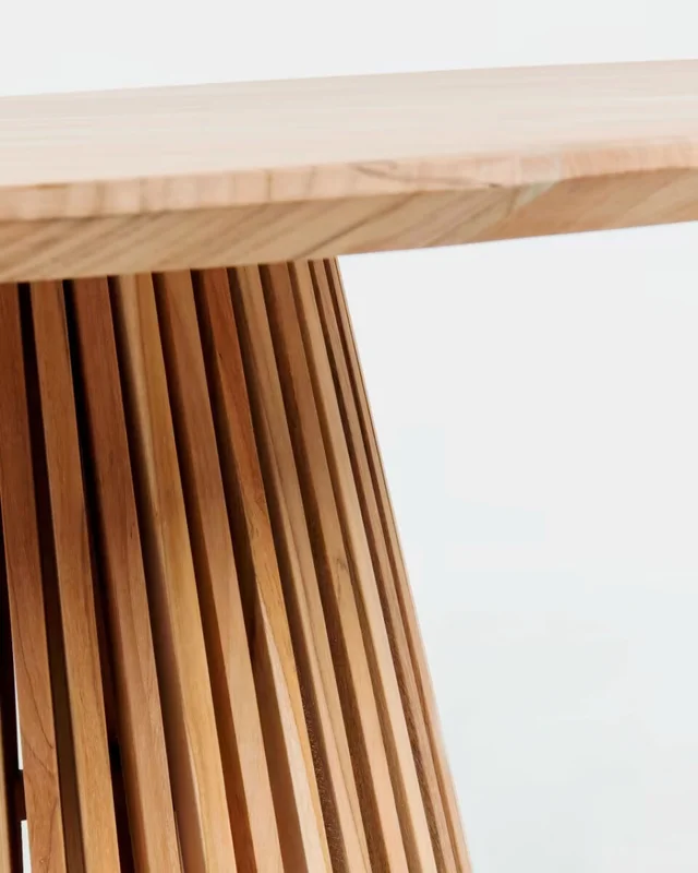 Mesa redonda Jeanette de madera maciza de - teca Ø 90 cm en Madera natural - Mesas de comedor, Uruguay | Kavehome, vista 3