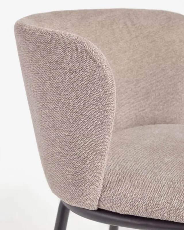 Taburete Ciselia de chenilla - marrón claro y patas de acero con acabado negro altura 65 cm en Marrón - Butacas, banquetas y puffs, Uruguay | Kavehome, vista 3