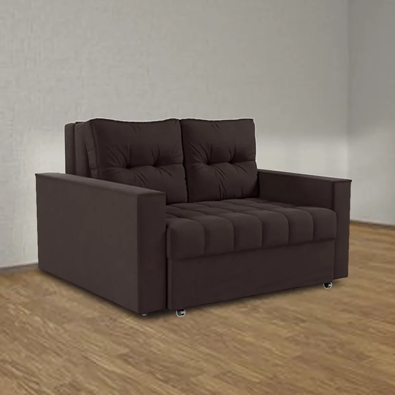 Sofa Cama 2 Plazas Abertura Frontal Ruedas Patas De Madera en Marrón - Sillones y sofás, Uruguay | Soy Hogar, vista 5