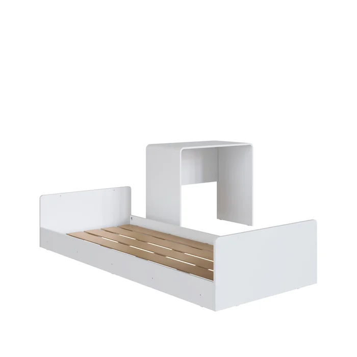 Cama Dafne – Con Escritorio y Estantería en Blanco - Dormitorio, Uruguay | RM Muebles y Deco, vista 8