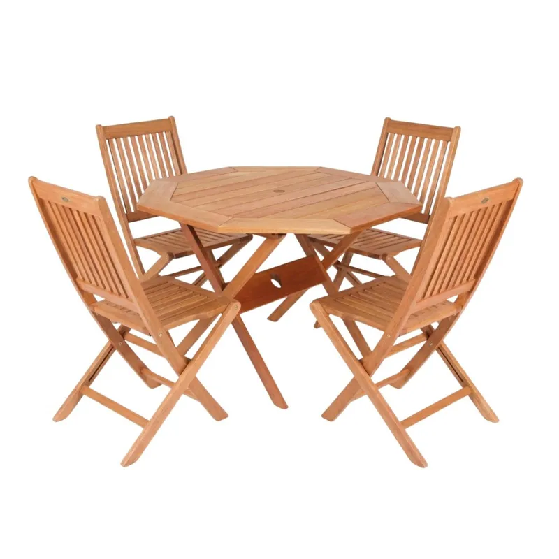Conjunto 4 Sillas + Mesa Plegables para Patio - Ipanema en Madera natural - Muebles para el exterior, Uruguay | Rústico Hogar