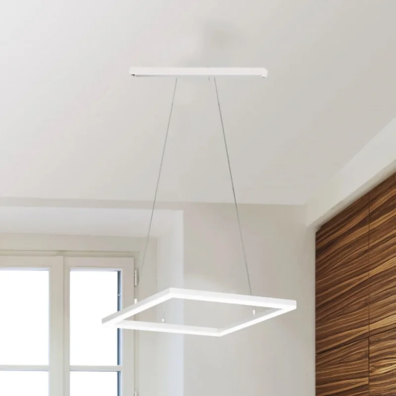 Colgante LED Cuadrado Zurich I 60 cm Blanco en Blanco - Lámparas colgantes, Uruguay | Serlux, vista 3
