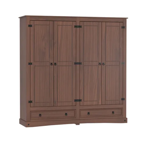 Placard Ropero Armario Linea Mexicana 4 Puertas Cajones en Marrón - Mesas de luz, Uruguay | Muebles Express
