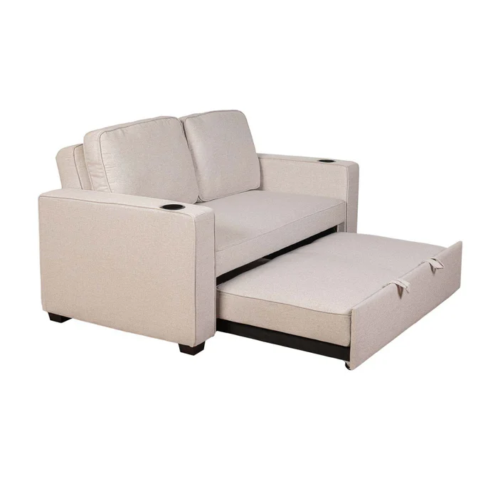 Sofá Cama 2 Cuerpos Tela Natural-beige Miley Beige en Beige - Sillones y sofás, Uruguay | Divino, vista 4