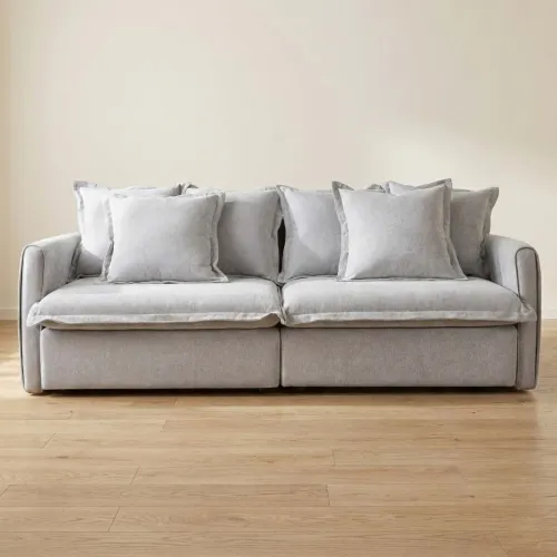 Sofá Cama 3 Cuerpos Tela Gris Verona en Gris - Sillones y sofás, Uruguay | Divino