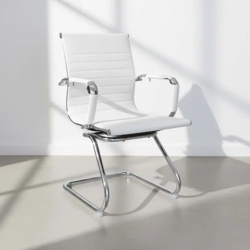 Silla De Escritorio Simil-cuero Blanco D-101l en Blanco - Escritorios y sillas de escritorio, Uruguay | Divino