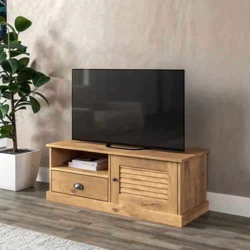 Rack de TV 1 Puerta 1 Cajón - Línea Valenciana - Natural en Madera natural - Muebles para TV, Uruguay | Rústico Hogar