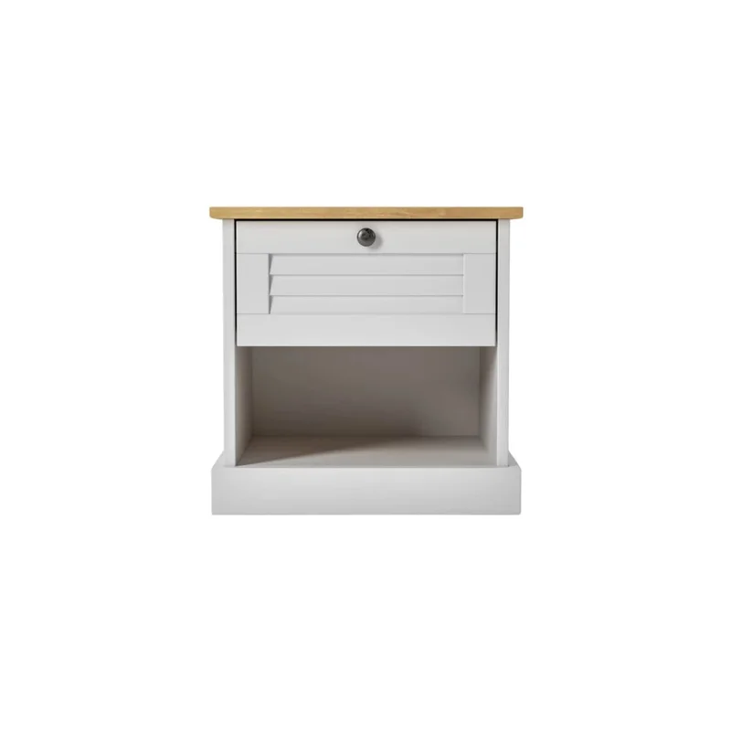 Mesa de Luz - 1 Cajon - 1 Estante - Línea Oslo - Blanco en Blanco - Mesas de luz, Uruguay | Ecowood, vista 4