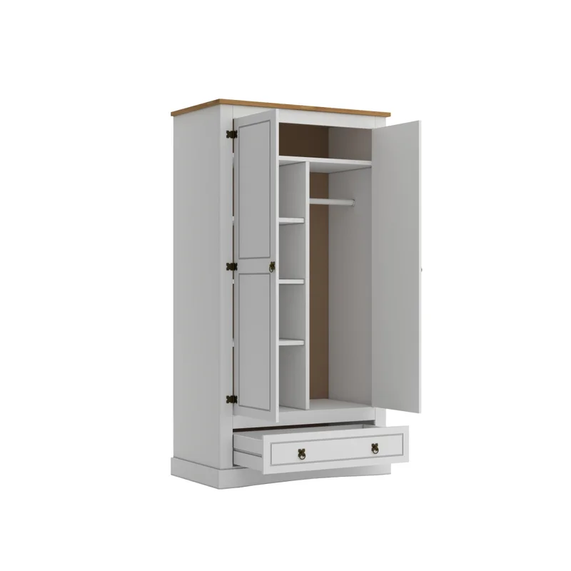 Ropero 2 puertas 1 Cajón Madera - Linea Mexicana - Blanco en Blanco - Roperos y placares, Uruguay | Rústico Hogar, vista 4
