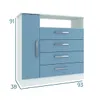 Cómoda cajonera 4 cajones 1 puerta 93x38x91 - Blanco / Celeste en Multicolor - Cómodas, Uruguay | Mulata, vista 3 de 3