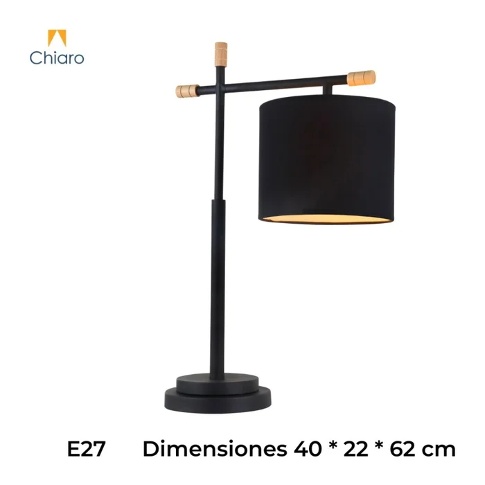Portátil nórdica tela negra, portalámparas E27 62CM en Negro - Lámparas de mesa, Uruguay | Iluminica, vista 3