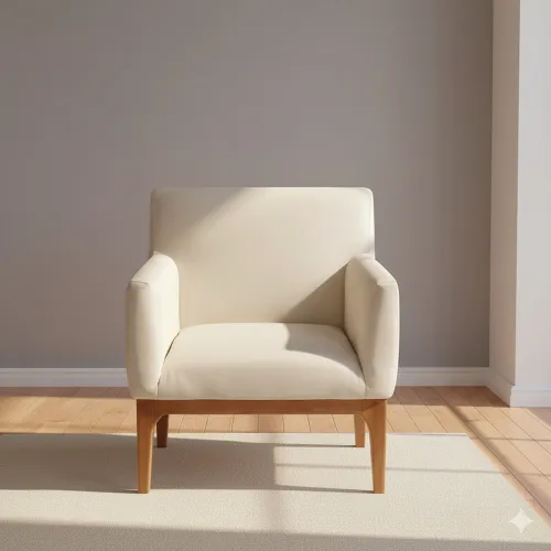 Butaca Cuero-y-madera Natural-beige Tucson Arena en Beige - Sillones y sofás, Uruguay | Divino