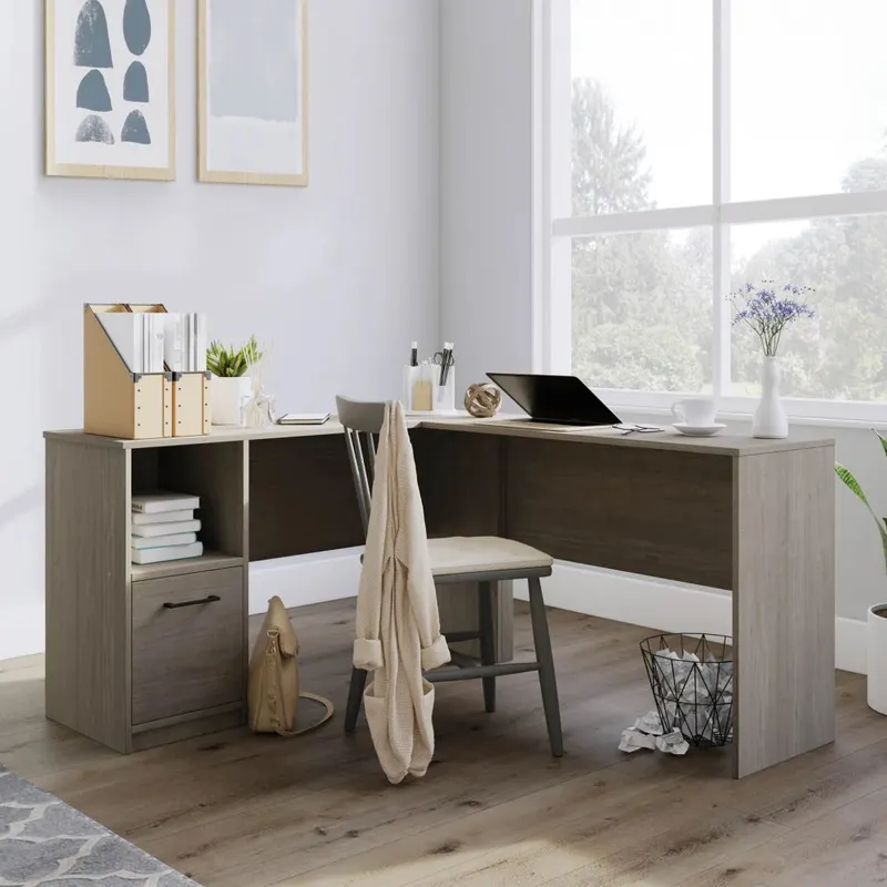 Escritorio en L con cajón - Sauder - Linea Beginnings - Escritorios, Uruguay | Ecowood