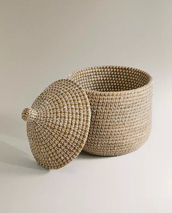 CESTA REDONDA TAPA en Madera natural - Canastos, Uruguay | Zara Home, vista 3