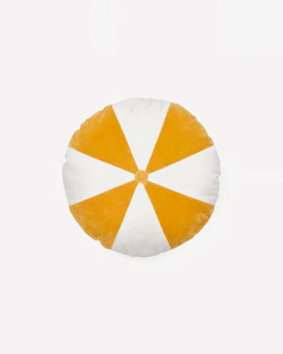 Almohadón redondo Odet de algodón - blanco y mostaza Ø 45 cm en Blanco, Mostaza - Textiles, Uruguay | Kavehome