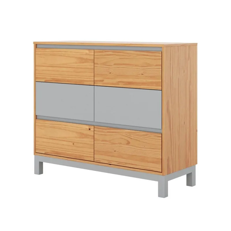 Cómoda 6 Cajones - Madera Maciza Pino/Gris - Square en Multicolor - Cómodas, Uruguay | Rústico Hogar