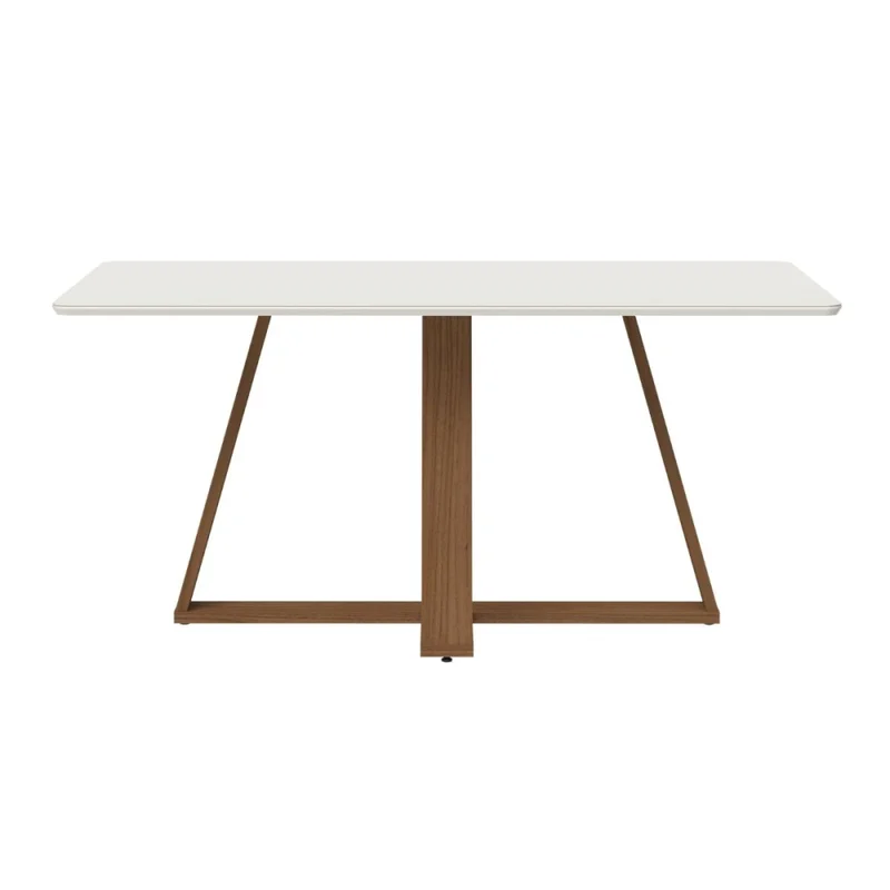Mesa de comedor Avena - Con vidrio - 160 - Canela y Off White en Blanco - Mesas de comedor, Uruguay | Nyr, vista 4