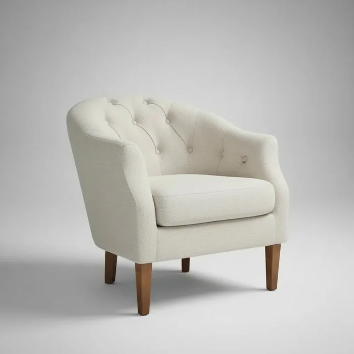 POLTRONA CAPITONEADA - TELA TRAMADA BEIGE en Beige - Butacas, banquetas y puffs, Uruguay | Champagne Home, vista 3