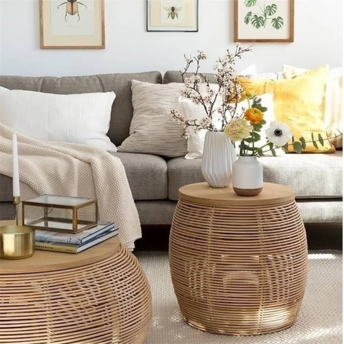 MESA AUXILIAR D42x45CM POLIRRATAN NATURAL en Madera natural - Mesas de comedor, Uruguay | Decohogar, vista 3