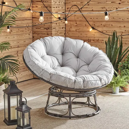 Butaca Rattan-sintetico-y-acero Natural-beige Moon en Gris - Muebles para el exterior, Uruguay | Divino