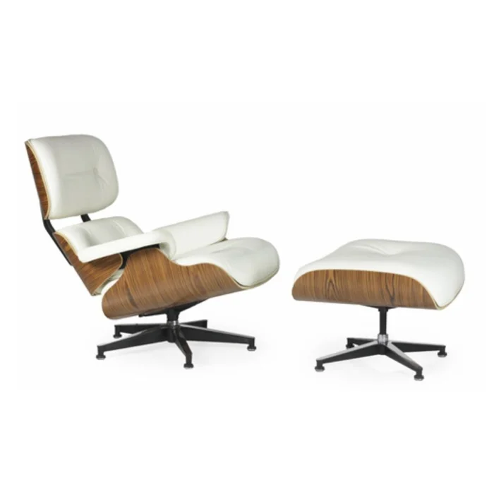 Butaca diseño Eames Lounge Beige en Blanco - Butacas, banquetas y puffs, Uruguay | La Cueva Muebles, vista 3