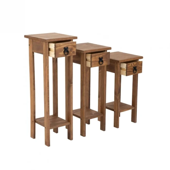 Juego 3 Pedestales Linea Rustica Nogal en Marrón - Muebles para TV, Uruguay | Albanés, vista 2