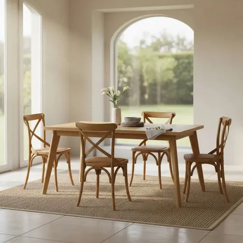 Juego Comedor Madera Maciza 120x80 4 Sillas Vienesas - Ozark A Eleccion en Madera natural - Mesas de comedor, Uruguay | Ozark Home